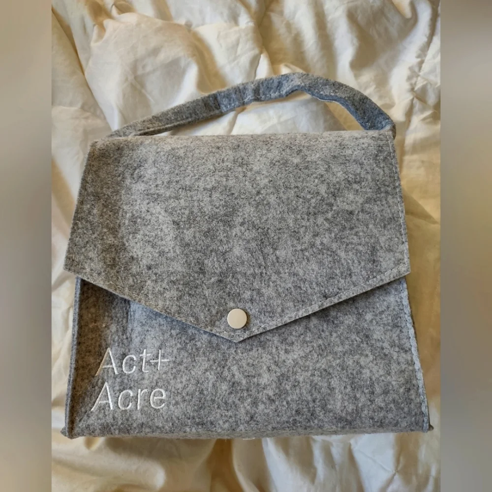 Act+ Acre Gray Bamboo Felt Tote purse***_3